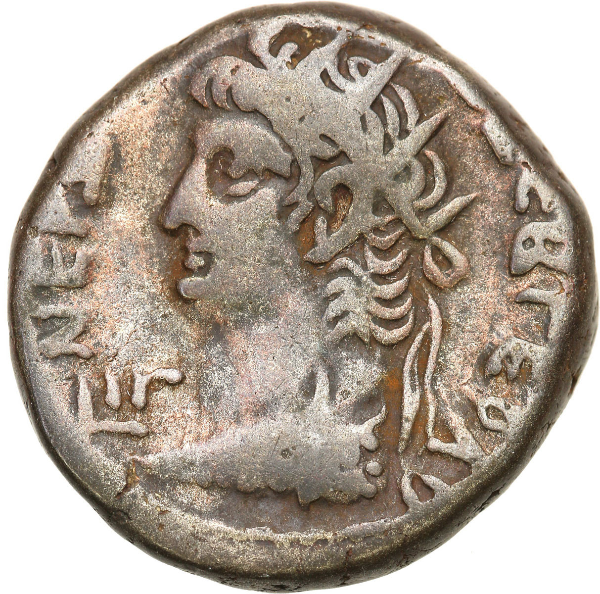 Cesarstwo Rzymskie, Neron (54-68). Tetradrachma bilonowa AR z portretem casarza Augusta, Aleksandria
